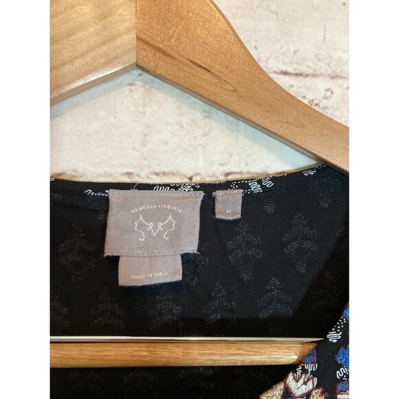 Vanessa Virginia Anthropologie Peasant Dress Womens Medium Black Full Embroidery - Picture 3 of 14